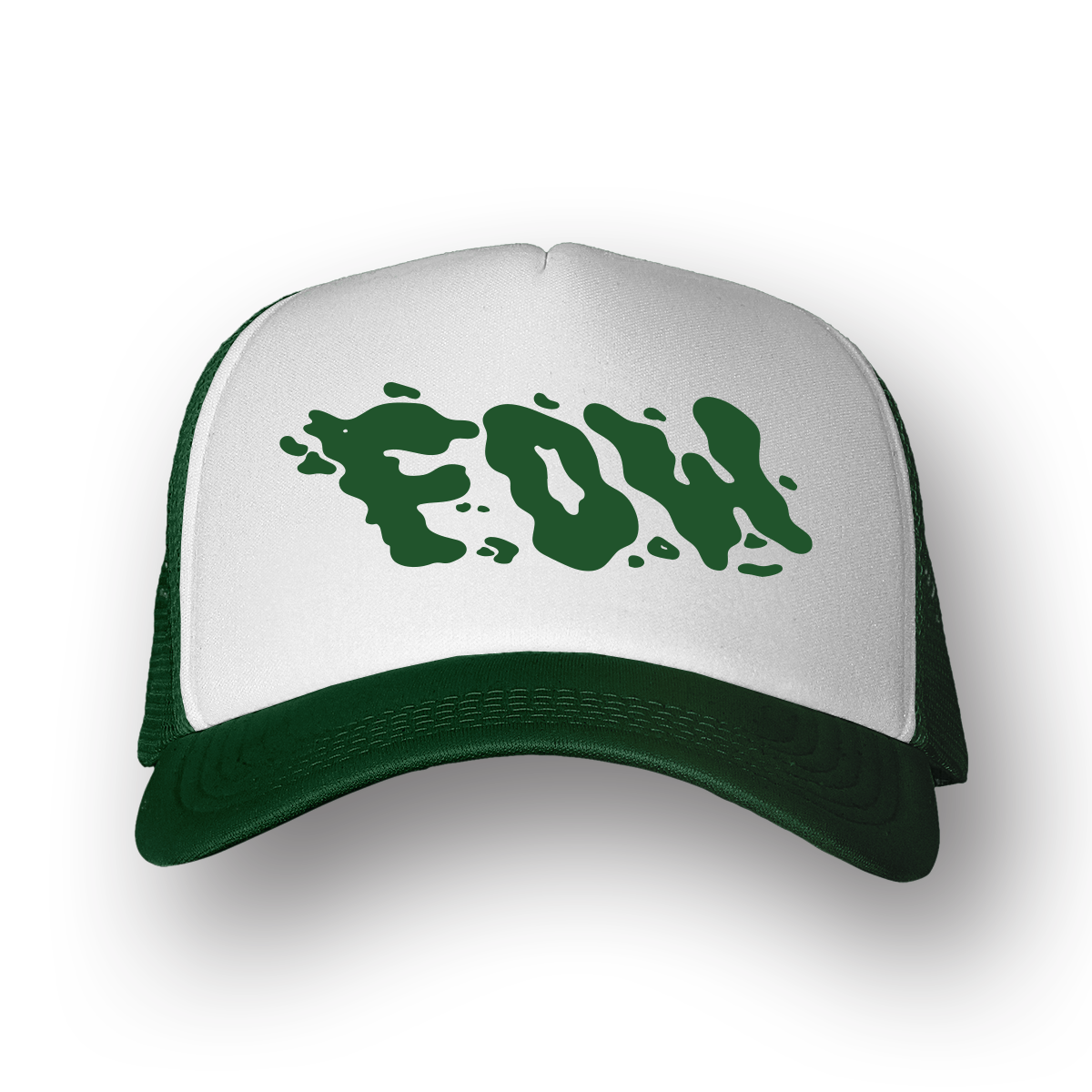 Green and White FOW trucker