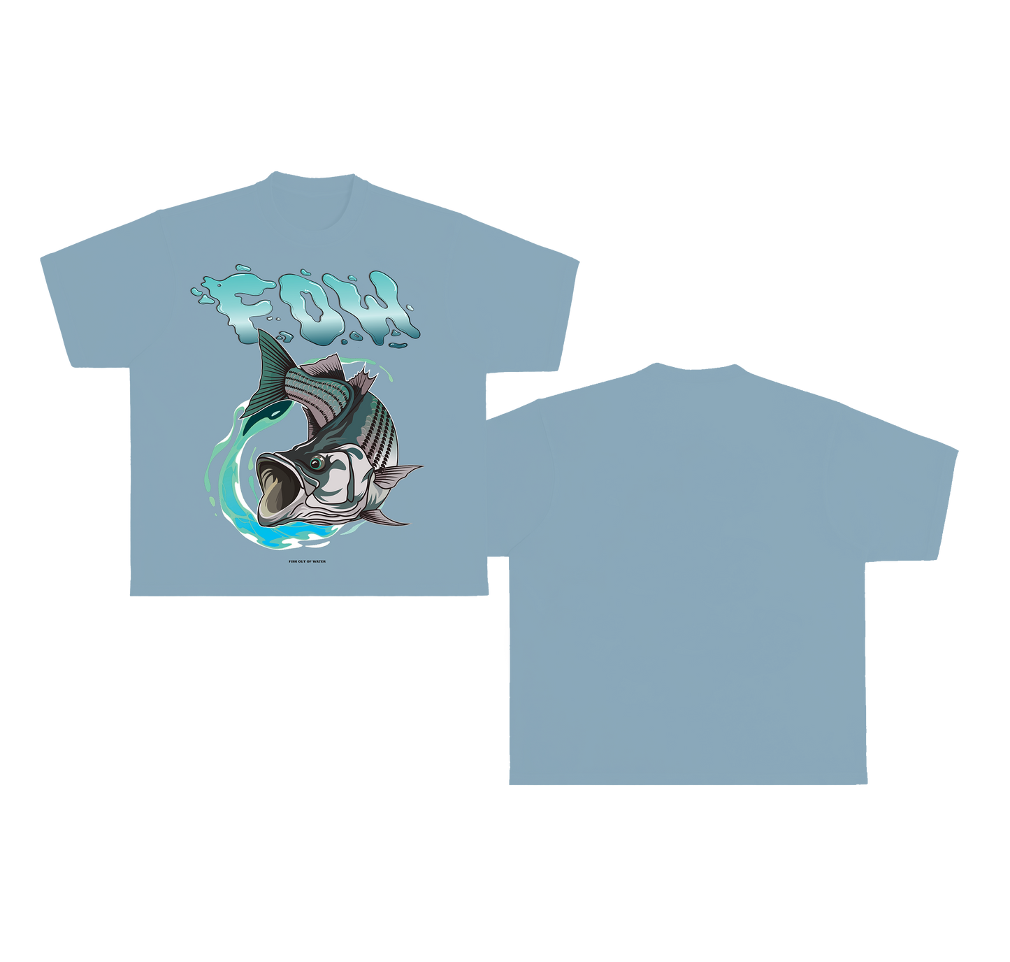 STRIPED BASS TEE - PEBBLE BLUE